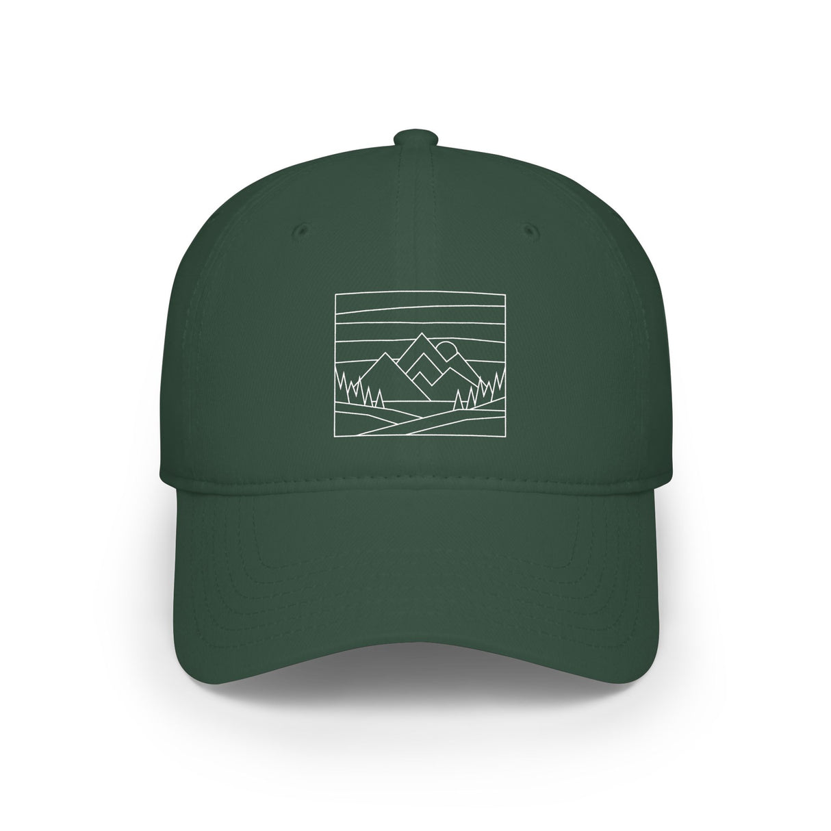 Printify Mountain Baseball Cap from the Nature Series featuring a rugged design with outdoor-inspired details.