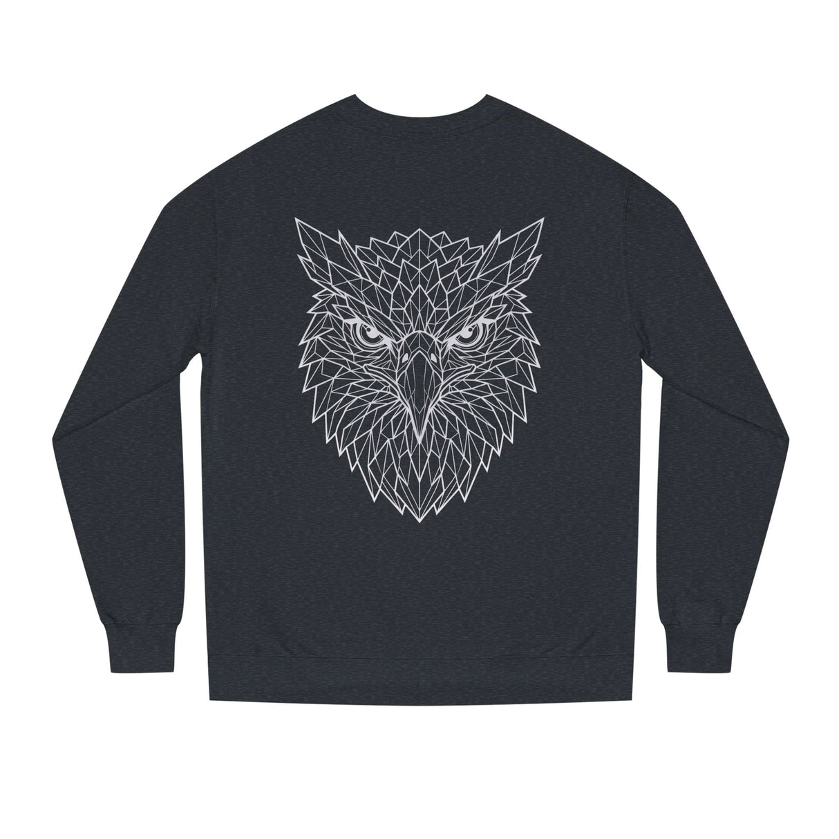 Gray Eagle Sweatshirt from Printify's Geometric Animal Series featuring "Rise Above Everything" slogan and a stylized eagle graphic.