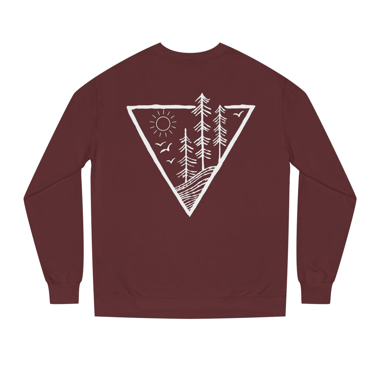 Forest Sweatshirt from Printify's Nature Series featuring deep roots and high rise design, shown in a cozy, forest-themed sweatshirt image.