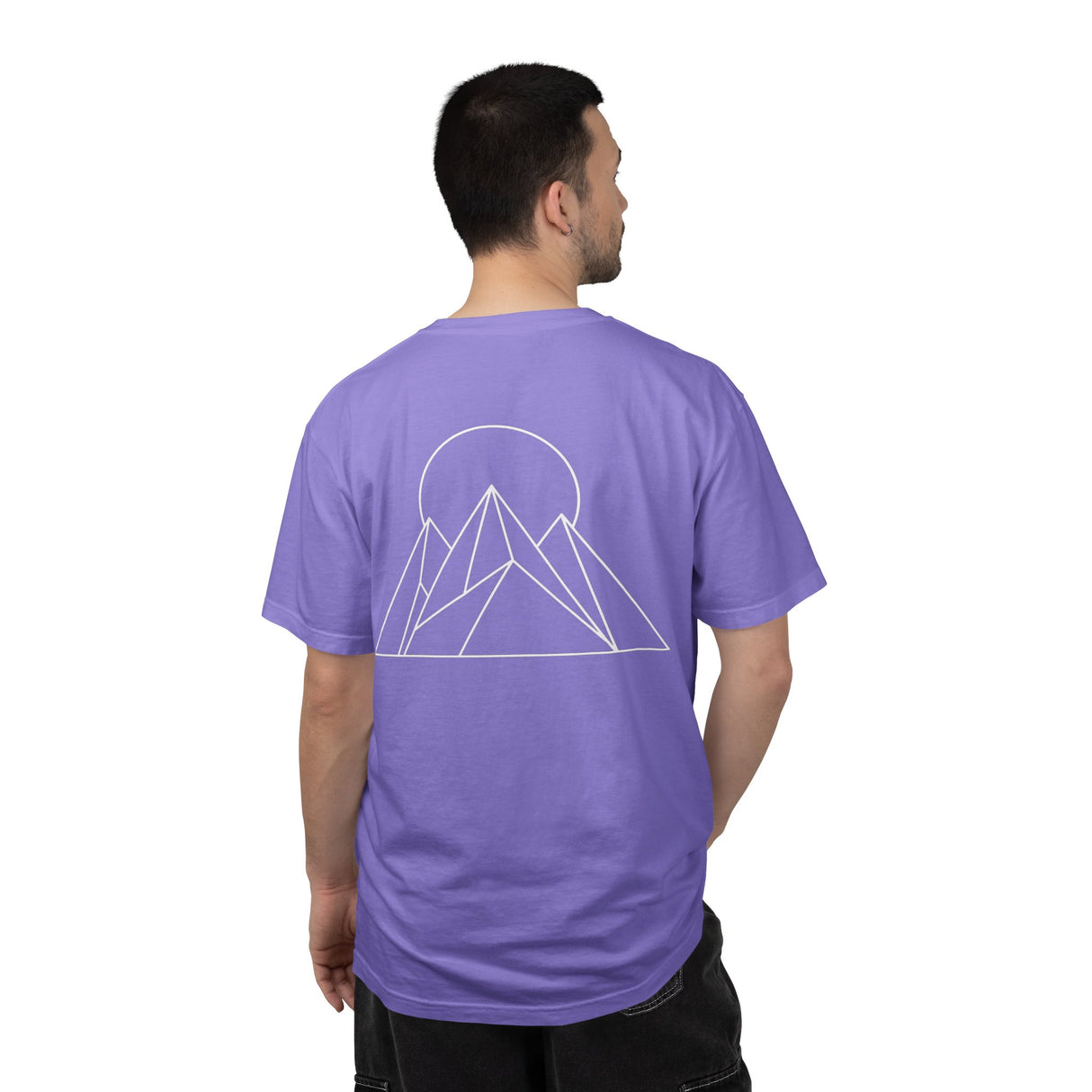 Black Peak Tee T-shirt from the Nature Series by Printify featuring the "Built to Rise" slogan and a nature-inspired design.