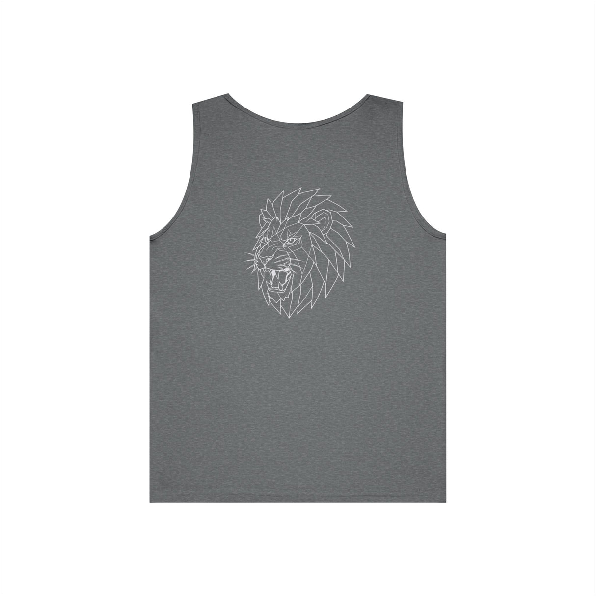 Lion Tank Top featuring geometric lion design with the quote "King Is a Standard. Not a Title" from the Geometric Animal Series.
