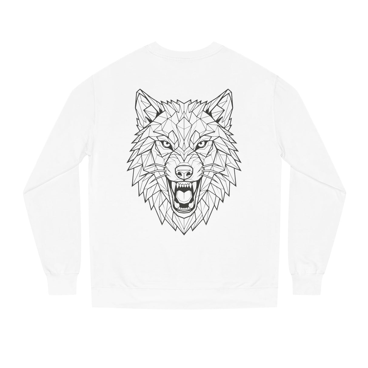 Gray Wolf Sweatshirt with "Hunt Alone. Win Together." slogan from the Geometric Animal Series by Printify, casual and comfortable fit.