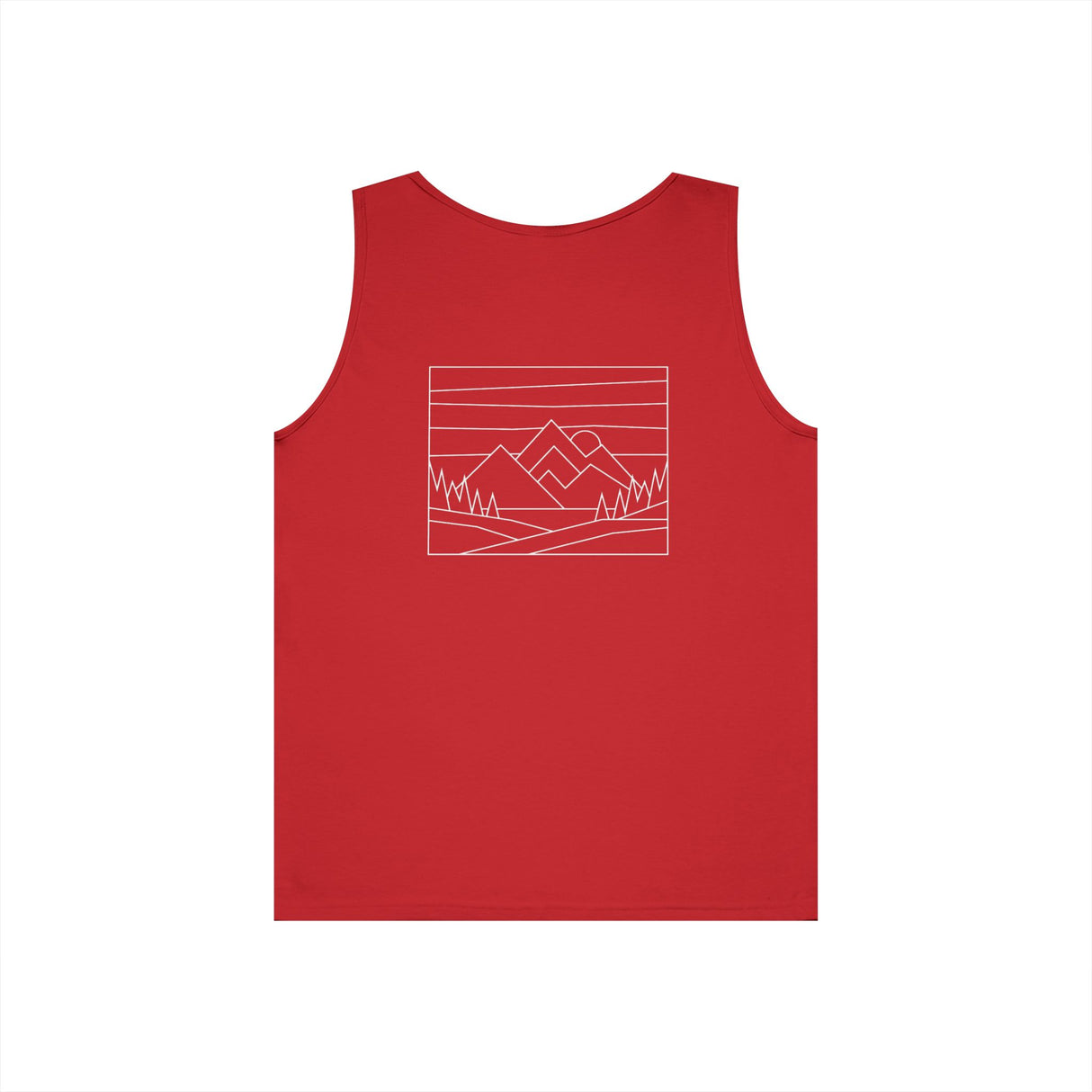 Printify Mountain Tank Top from the Nature Series, featuring a natural-inspired design and comfortable fit, styled on a model.