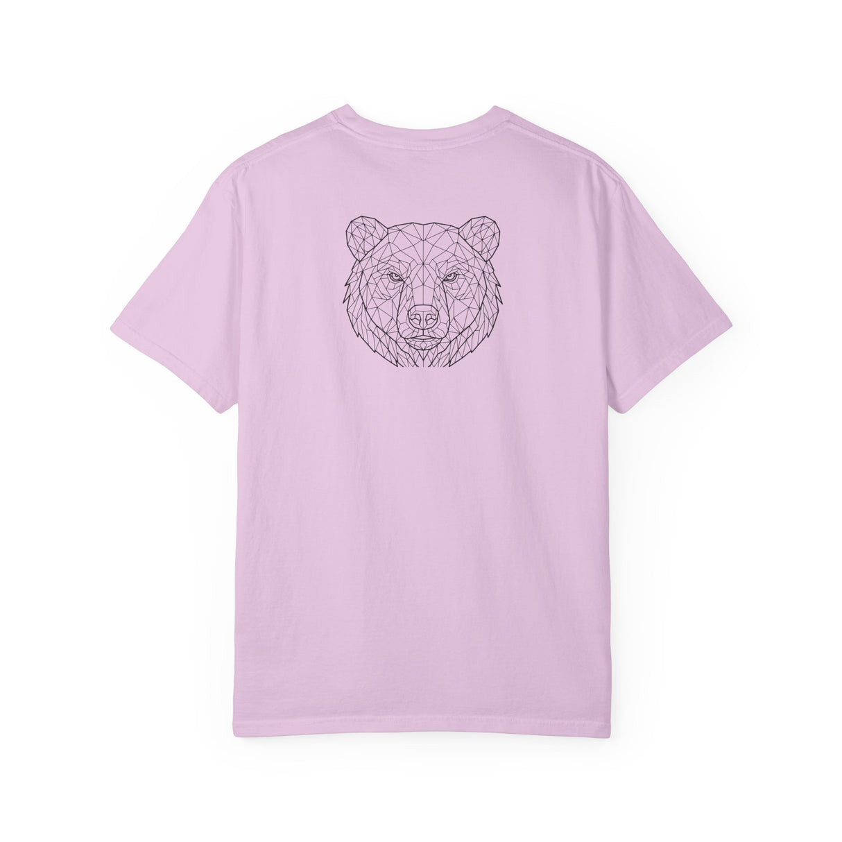 Gray Bear Tee featuring geometric bear design and the words "Unbothered. Unmoved. Undefeated." from the Geometric Animal Series.