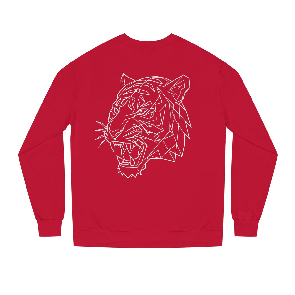 Gray tiger sweatshirt with geometric animal design and "Fear Nothing. Earn Respect." slogan, by Printify, casual wear.