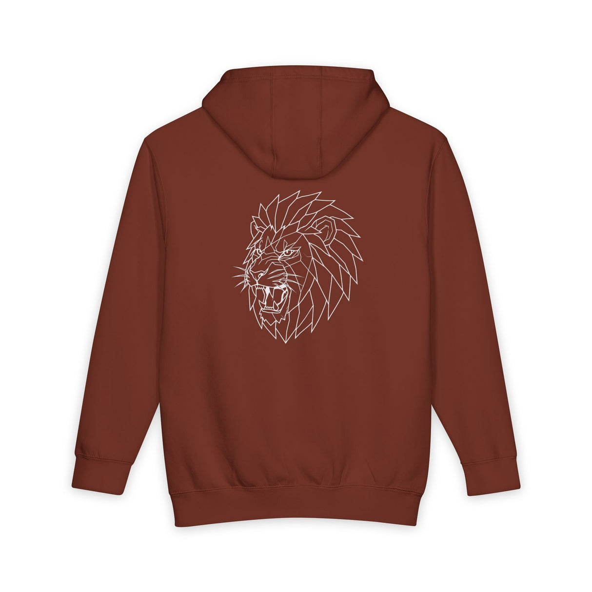 Gray lion hoodie from Printify's geometric animal series featuring a bold "King Is a Standard" print on the front.