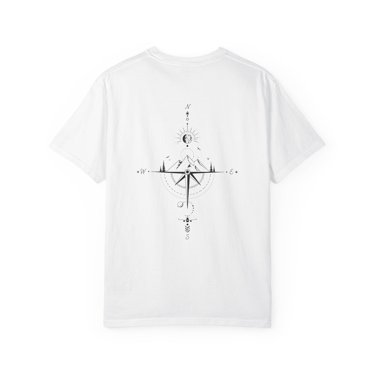 Printify Compass Tee T-shirt featuring "True North Is Within" design from the Nature Series, with a compass graphic on soft fabric.