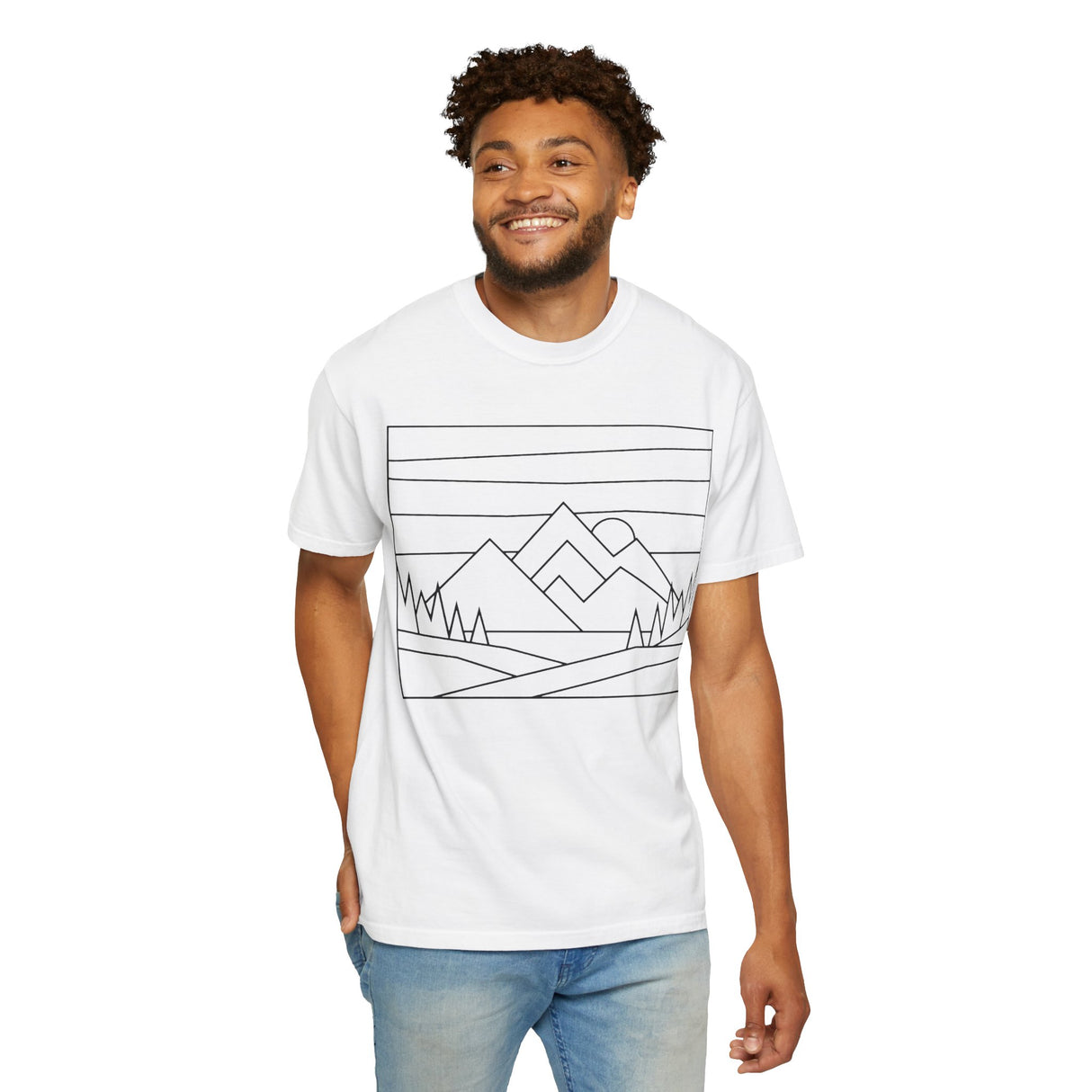 Green Mountain Tee T-shirt from the Nature Series by Printify featuring mountain and nature-inspired design.