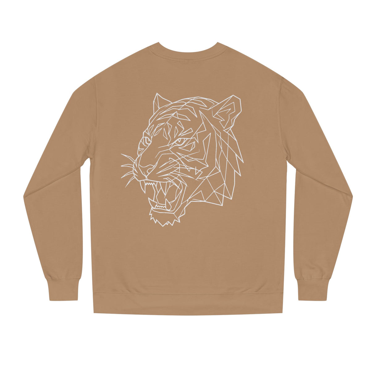 Gray tiger sweatshirt with geometric animal design and the phrase "Fear Nothing. Earn Respect." from Printify's animal series.
