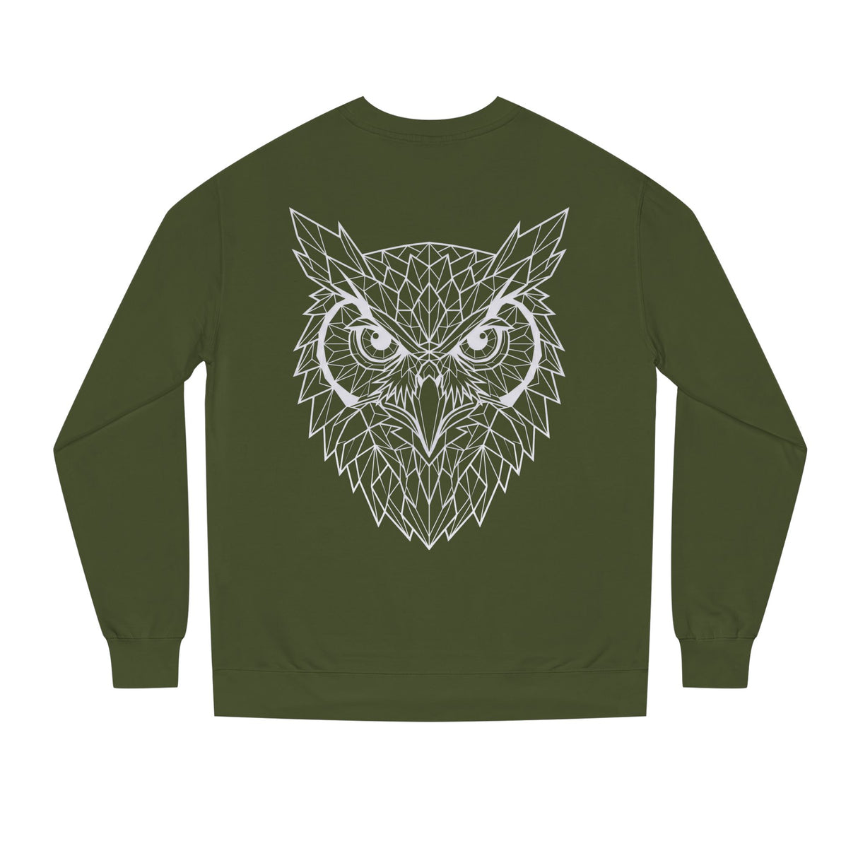 Gray owl sweatshirt from Printify's Geometric Animal Series featuring the phrase "See Everything. Say Nothing." displayed on the front.