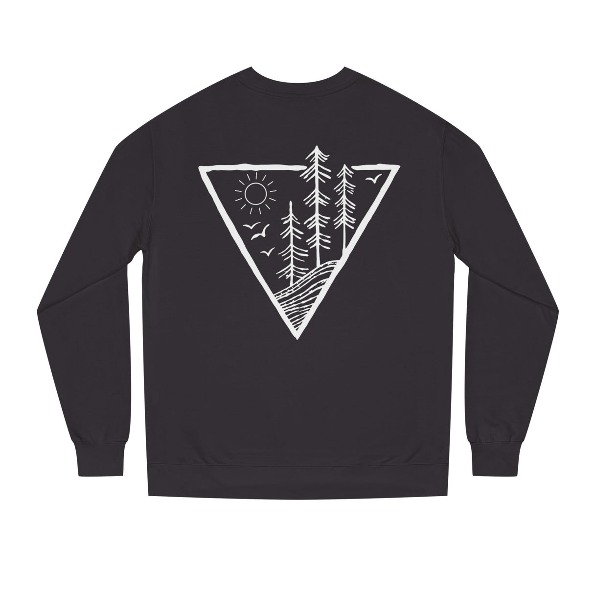 Forest Sweatshirt from the Nature Series by Printify featuring a deep roots design and high-rise fit, made from cozy fabric.