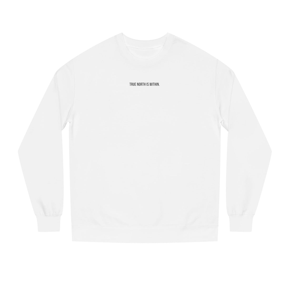 Printify Compass Sweatshirt from the Nature Series featuring "True North Is Within" text and a compass design on soft fabric.