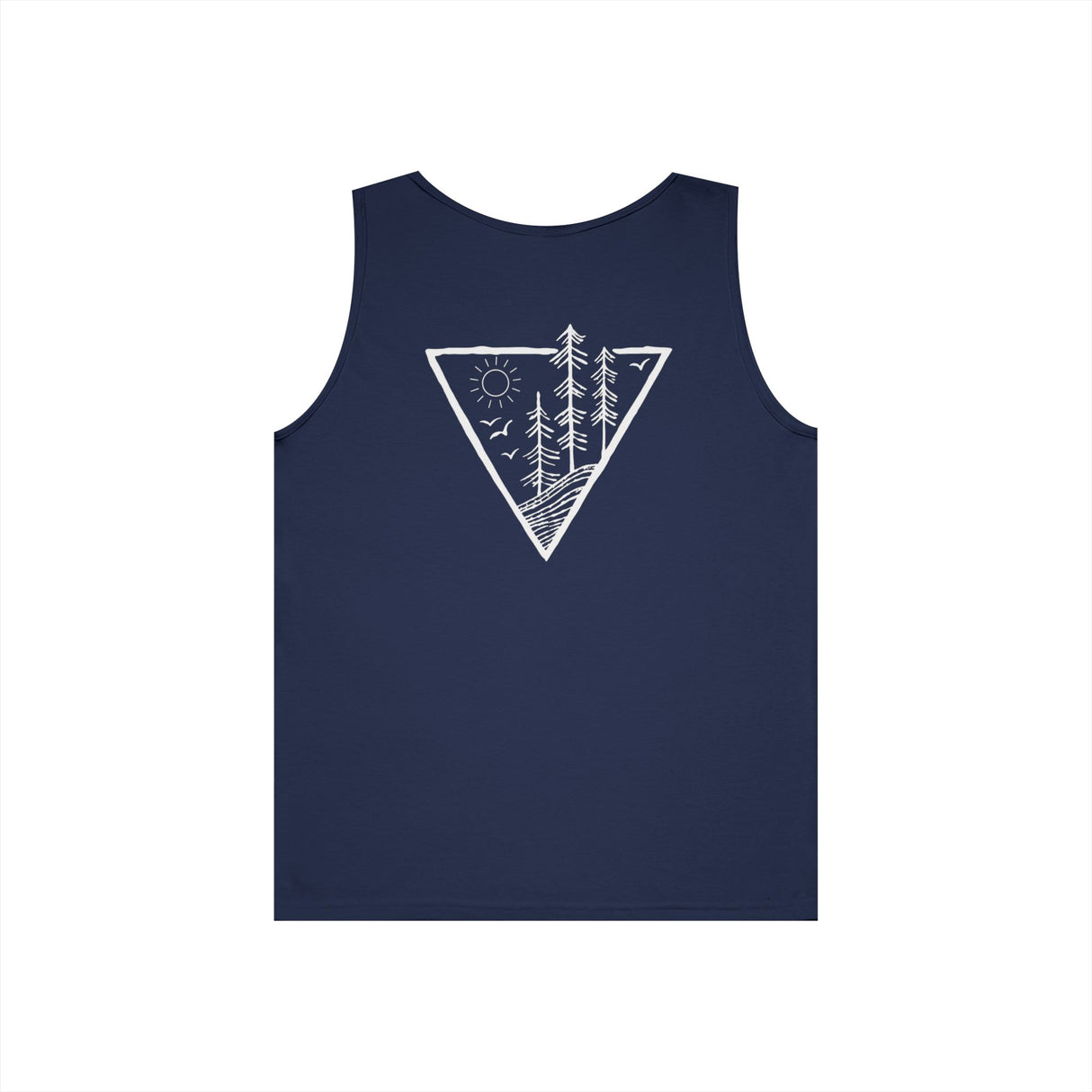 Forest Tank Top from the Nature Series by Printify, featuring a deep roots design, high-rise fit, and natural forest imagery.