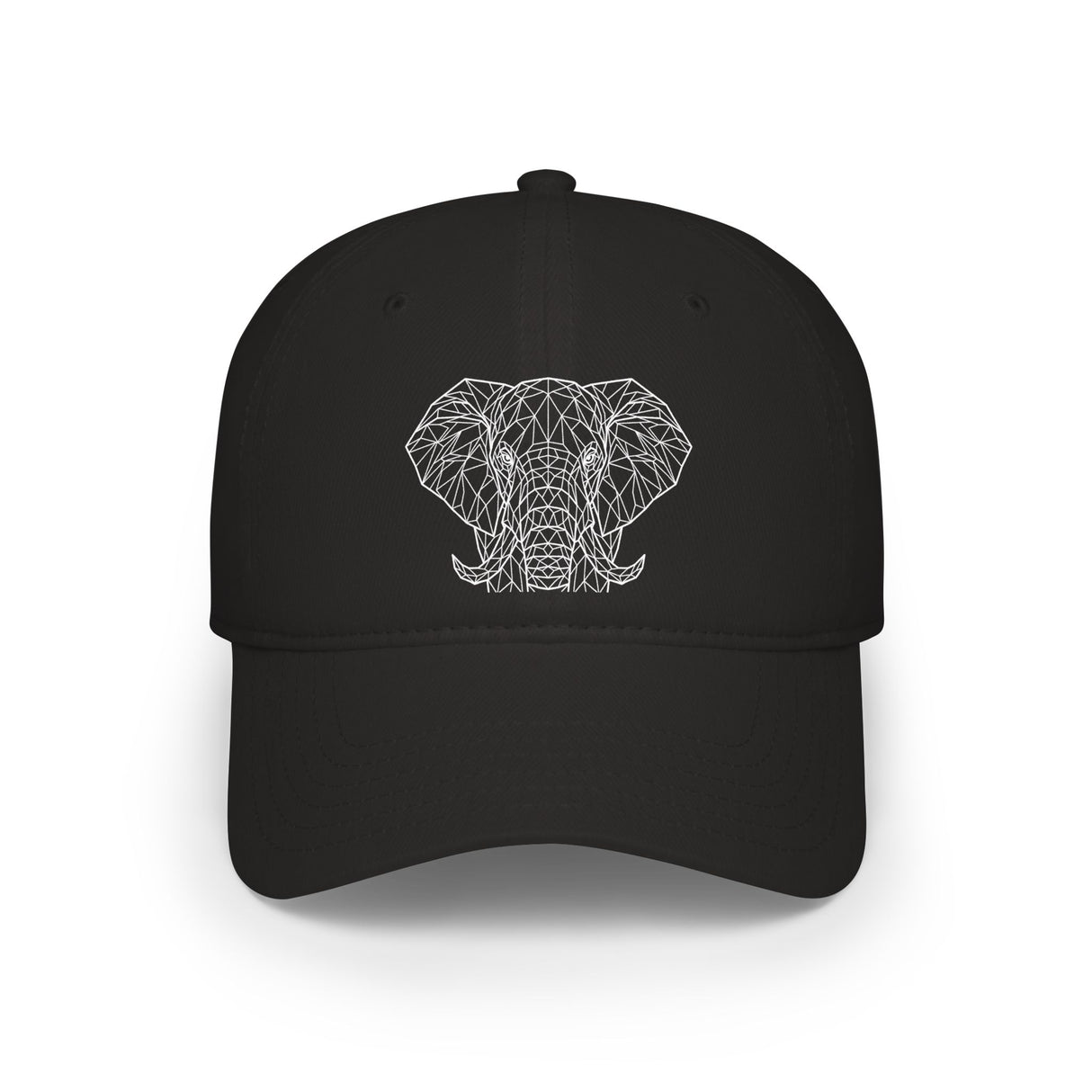 Elephant-shaped baseball cap from Printify's Geometric Animal Series featuring "Thick Skin. Soft Heart." design.