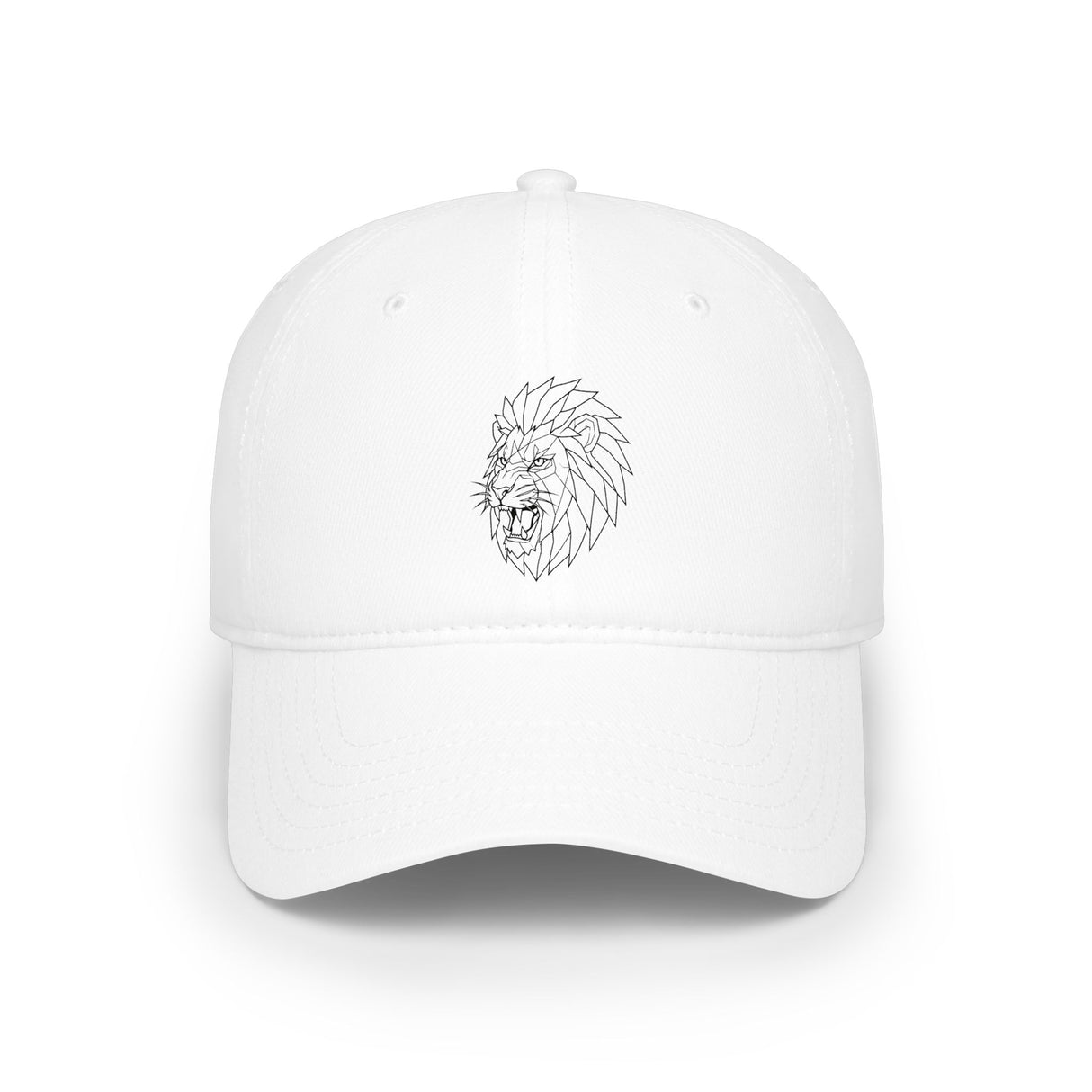 Lion-shaped geometric baseball cap by Printify featuring the slogan "King Is a Standard. Not a Title." in a stylish animal series design.