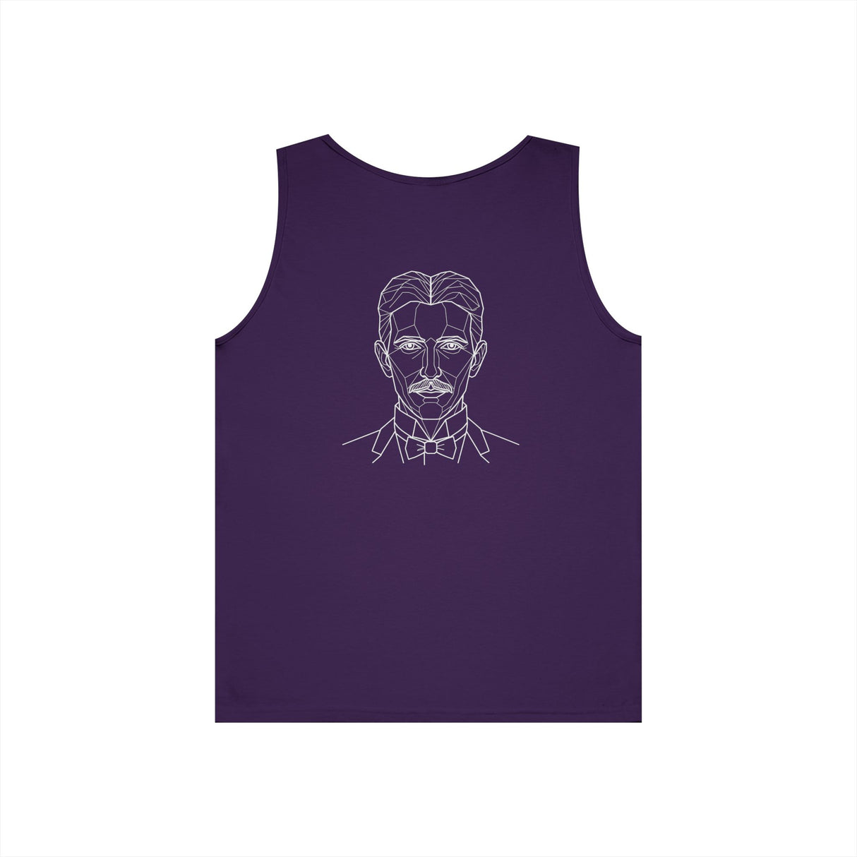 N. Tesla Tank Top from Visionaries Series by Printify featuring energy, frequency, and vibration quote on a casual sleeveless top.