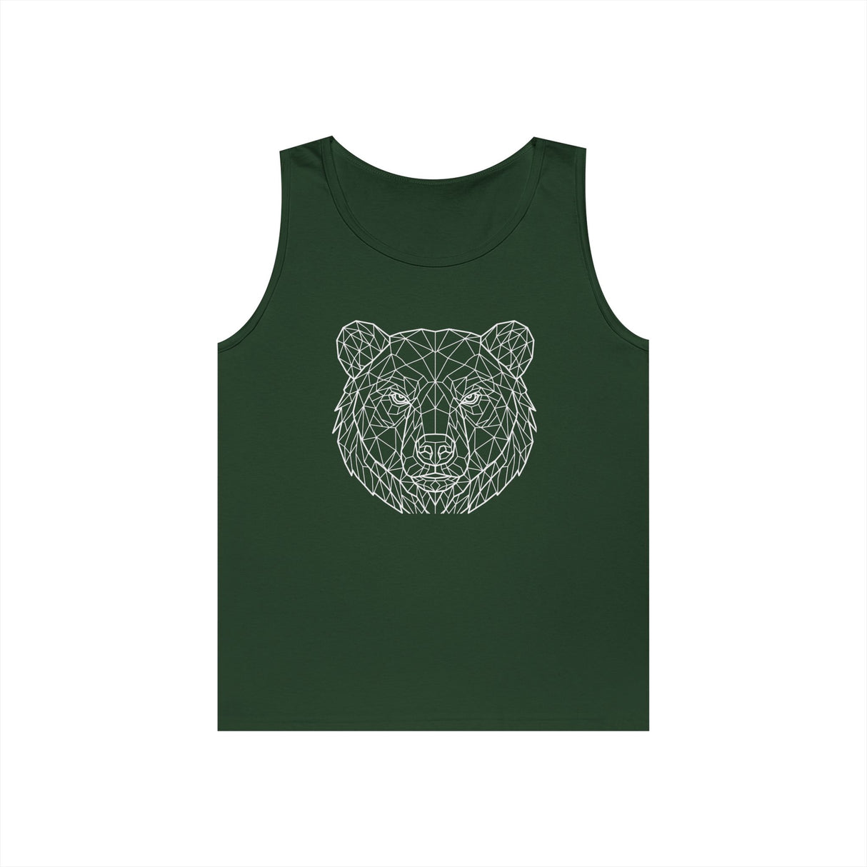 Gray Bear Tank Top from Printify's Geometric Animal Series featuring "Unbothered. Unmoved. Undefeated." design.