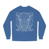Gray elephant sweatshirt from Printify's Geometric Animal Series featuring "Thick Skin. Soft Heart." design on front.