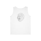 Lion tank top featuring geometric lion design with the phrase "King Is a Standard. Not a Title." from the Geometric Animal Series.