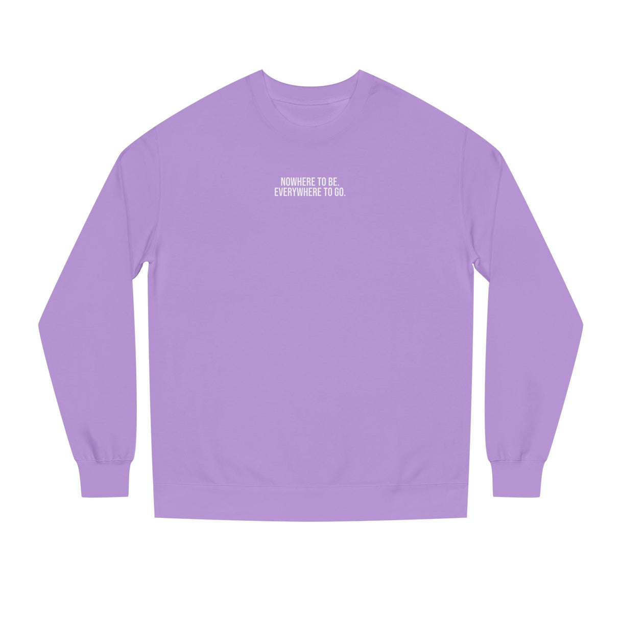 Printify Nature Series Road Trip sweatshirt featuring a scenic design with the phrase "Nowhere to Be. Everywhere to Go." on a cozy sweatshirt.