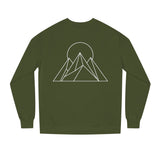 Printify Peak Sweatshirt from the Nature Series featuring a "Built to Rise" design, made of cozy fabric in a stylish fit.