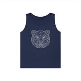 Black Bear Tank Top from Printify's Geometric Animal Series featuring bold "Unbothered. Unmoved. Undefeated." text.