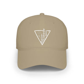 Forest-themed baseball cap from the Nature Series by Printify, featuring deep roots and high rise design, in earthy tones.