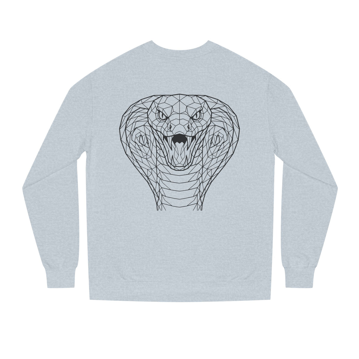 Cobra Sweatshirt featuring geometric animal design and the quote "Patience is the Deadliest Weapon" by Printify.