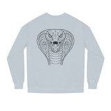 Cobra Sweatshirt featuring geometric animal design and the quote "Patience is the Deadliest Weapon" by Printify.