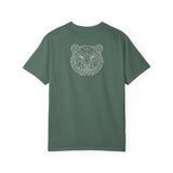 Gray Bear Tee T-shirt from Printify's Geometric Animal Series featuring "Unbothered. Unmoved. Undefeated." design.