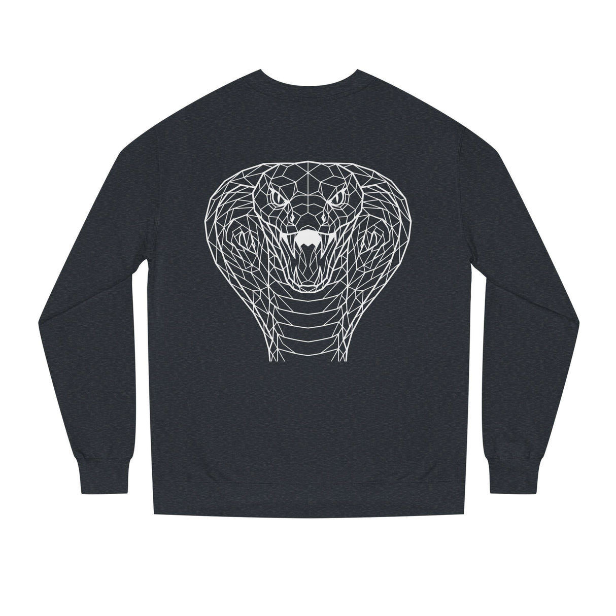 Gray Cobra Sweatshirt with geometric animal design and the quote "Patience is the Deadliest Weapon" from the Geometric Animal Series.