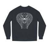 Gray Cobra Sweatshirt with geometric animal design and the quote "Patience is the Deadliest Weapon" from the Geometric Animal Series.