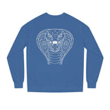Cobra Sweatshirt with geometric animal design and the quote "Patience is the Deadliest Weapon" by Printify.