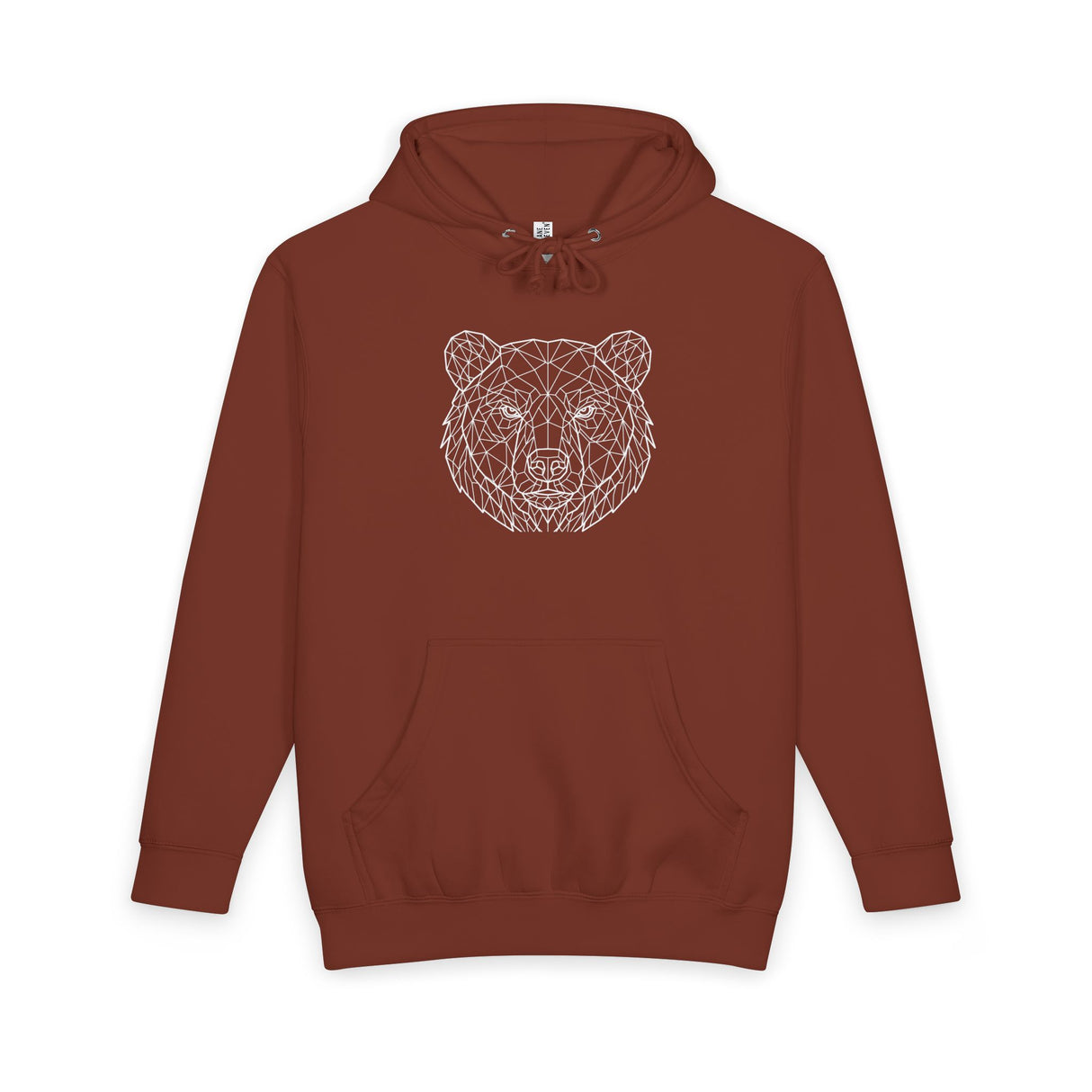Gray bear hoodie from the Geometric Animal Series with "Unbothered. Unmoved. Undefeated." print, made by Printify.