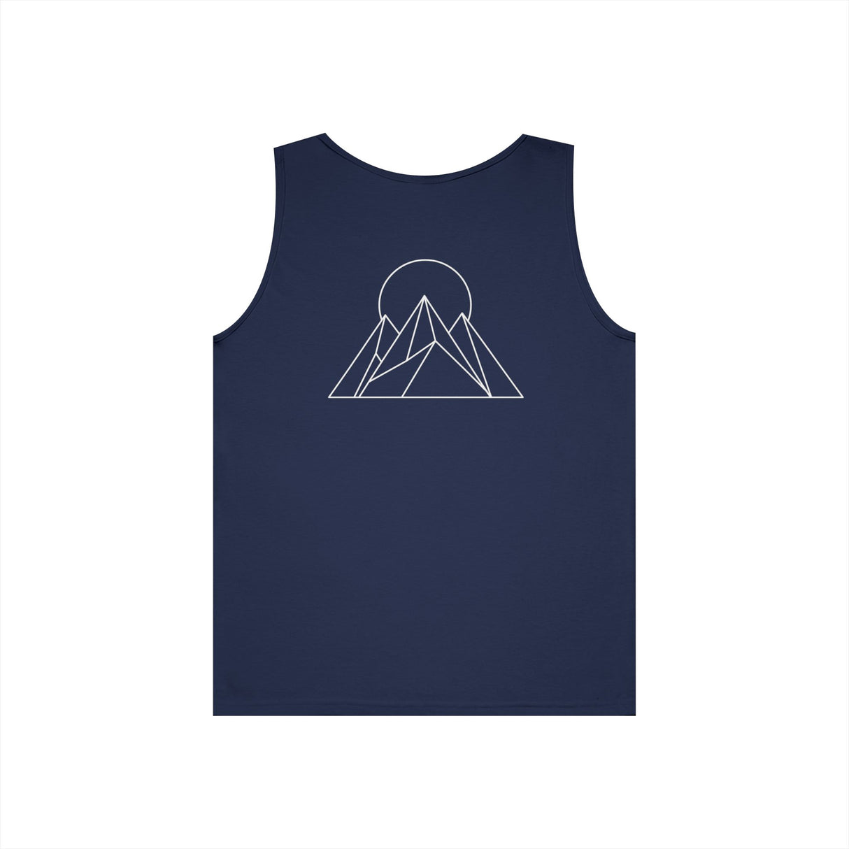 Pink Peak Tank Top from the Nature Series by Printify, featuring a sleeveless design and "Built to Rise" slogan.
