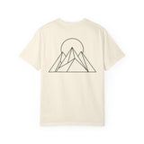 Printify Peak Tee T-shirt from the Nature Series featuring "Built to Rise" slogan on a comfortable cotton fabric.