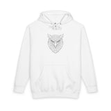 Gray Owl Hoodie from Printify's Geometric Animal Series featuring an owl graphic and the slogan "See Everything. Say Nothing."