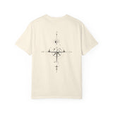 Gray Compass Tee t-shirt from Printify’s Nature Series with "True North Is Within" slogan, featuring a compass graphic.