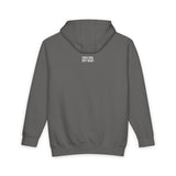 Gray elephant hoodie with geometric design and "Thick Skin. Soft Heart." text from Printify's Animal Series, cozy and stylish.
