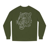 Gray tiger sweatshirt with geometric animal design and "Fear Nothing. Earn Respect." slogan, made by Printify.