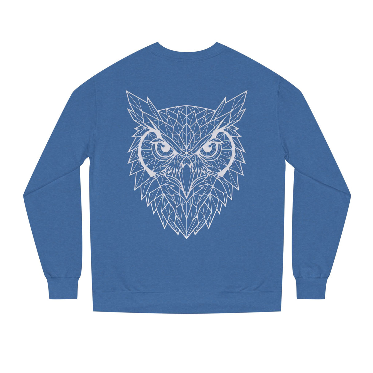 Gray owl sweatshirt with geometric animal design and the quote "See Everything. Say Nothing." by Printify.