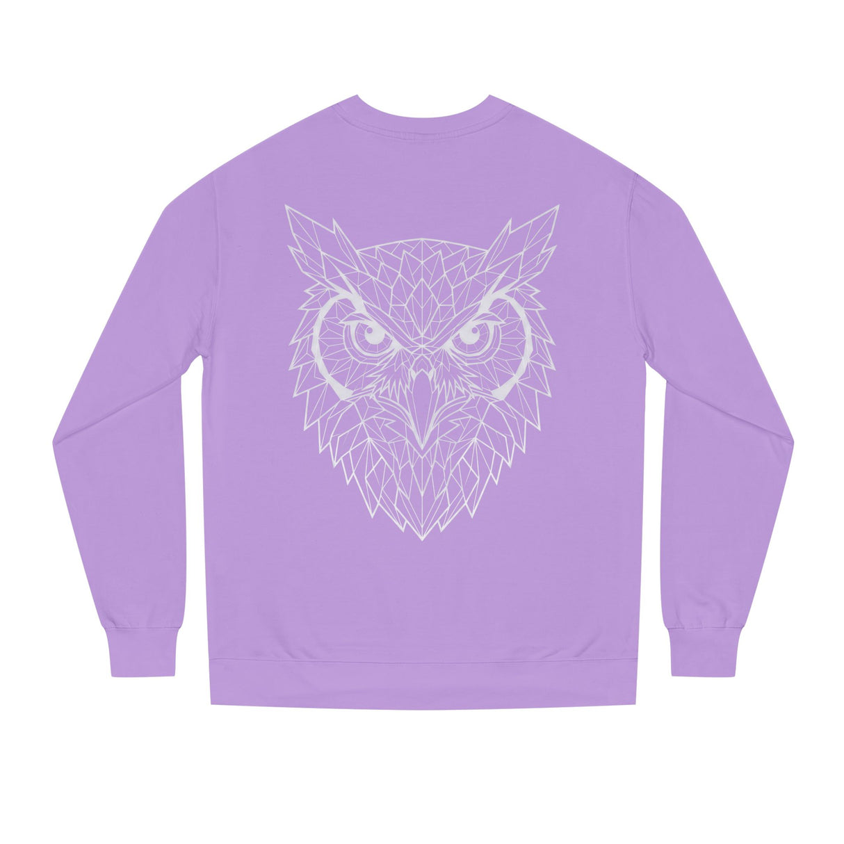 Gray owl sweatshirt from the Geometric Animal Series featuring "See Everything. Say Nothing." print, by Printify.