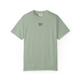 Gray Bear Tee T-shirt featuring geometric bear design with "Unbothered. Unmoved. Undefeated." text from Printify's Animal Series.