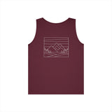 Printify Mountain Tank Top from the Nature Series featuring a rugged mountain design on lightweight, comfortable sleeveless shirt.