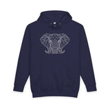 Gray elephant hoodie from the Geometric Animal Series by Printify, featuring a soft fabric and bold animal design.
