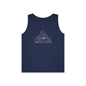 Printify Road Trip Tank Top from the Nature Series featuring the phrase "Nowhere to Be. Everywhere to Go." displayed on the front.