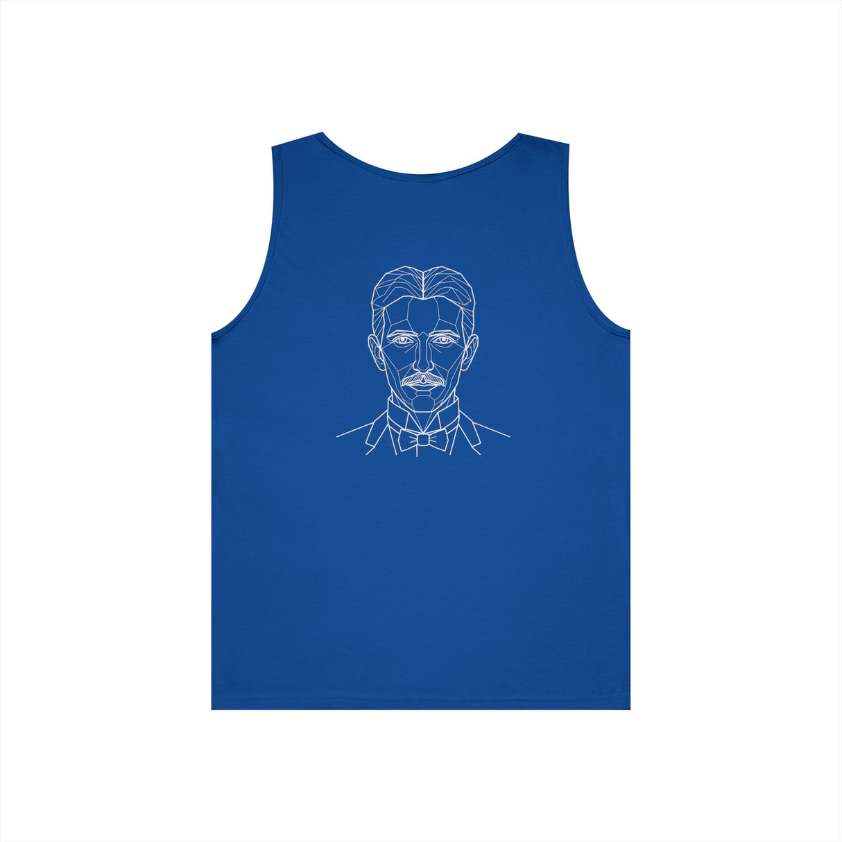 N. Tesla Tank Top from Visionaries Series by Printify featuring energy, frequency, and vibration quote on a sleeveless top.