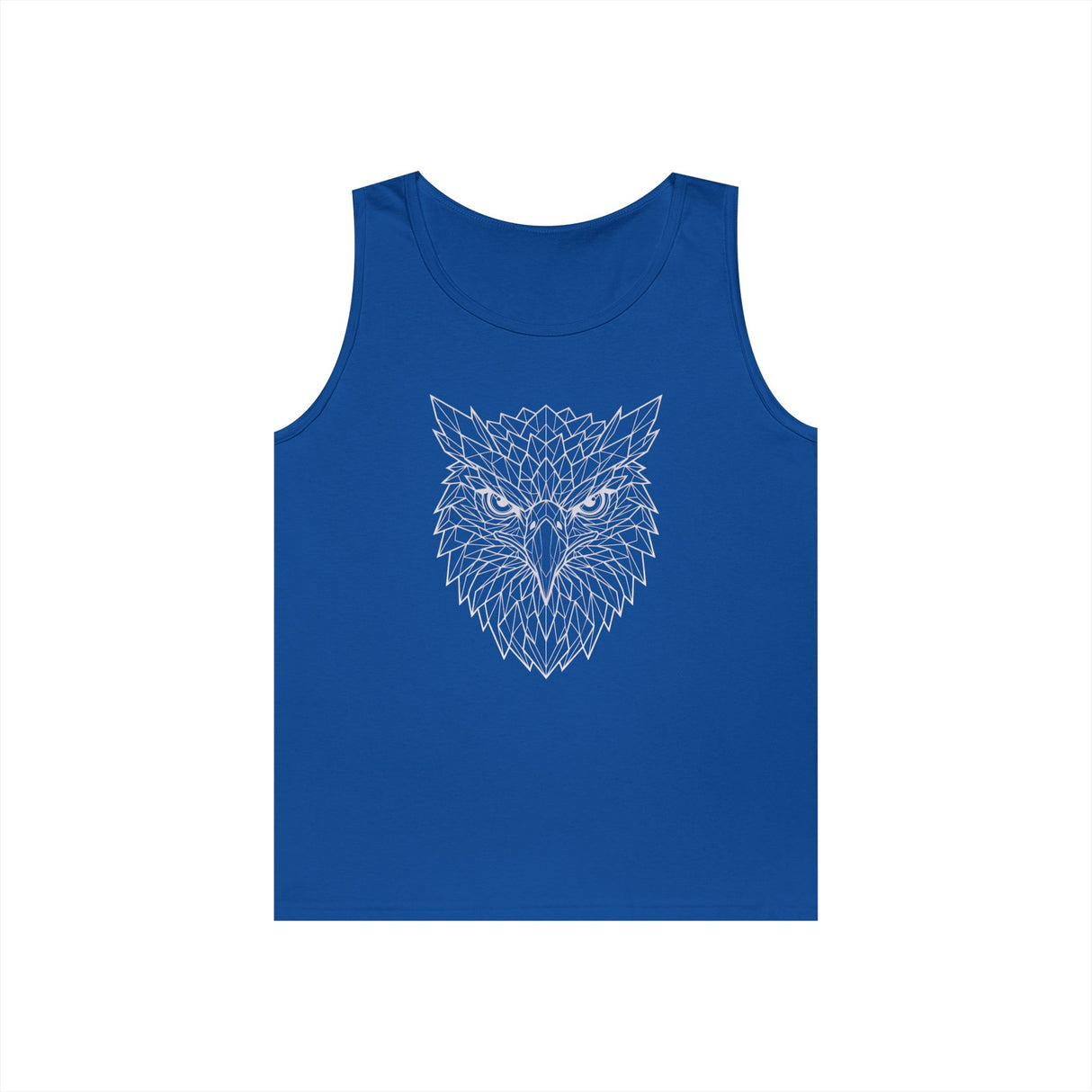 Eagle Tank Top from Printify's Geometric Animal Series featuring a stylized eagle illustration on a sleeveless tank top.