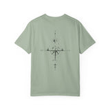 Black Compass Tee T-shirt from Printify's Nature Series featuring "True North Is Within" text and compass design.