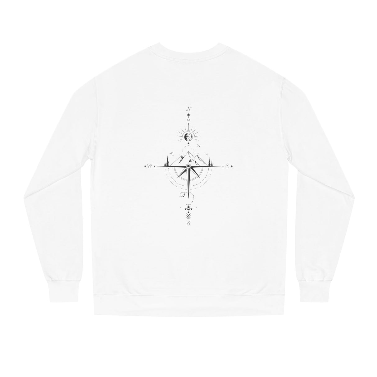 Gray Compass Sweatshirt from Printify's Nature Series featuring "True North Is Within" text on front.
